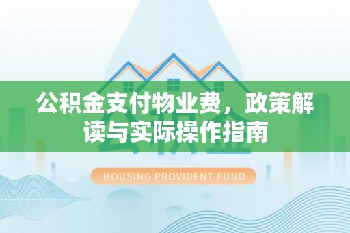 荔波公积金支付物业费，政策解读与实际操作指南